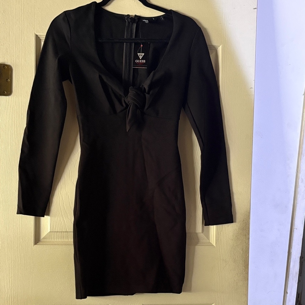 Marciano Elegant Black Cocktail DressLong Sleeve Dress